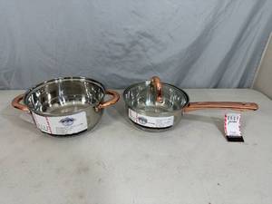 2 New Rose Gold Stainless Steel Pans
