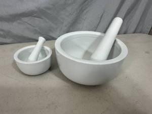 2 New Porcelain Mortar and Pestle Sets