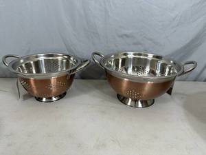 2 New Stainless Steel Colanders