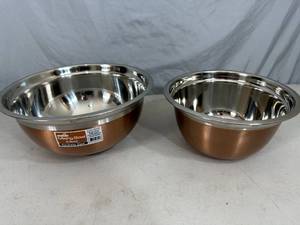 2 New Stainless Steel Mixing Bowls