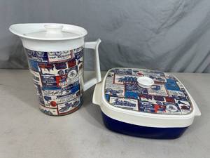 Vintage West Bend Thermo-Serv Pitcher and Container with Cover