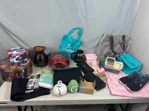 Assorted Household, Home Decor, Mask, Water Shoes, Partylite Candles, and More