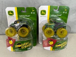 2 New John Deere Licensed Monster Tread Toy Tractors