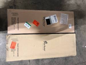 lot 25 image: Lot of 2  Furinno Turn-N-Tube Espresso Black Toilet Space Saver with 5-Shelves Customer Returns See Pictures