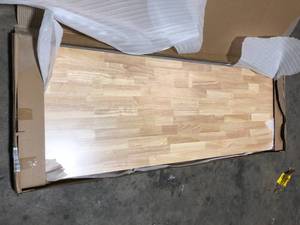 lot 43 image: Husky 72 in. Solid Wood Work Surface for Ready-to-Assemble 6-ft. adjustable height workbench Customer Returns See Pictures