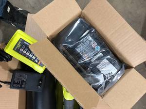 lot 47 image: RYOBI 40V 110 MPH 525 CFM Cordless Battery Variable-Speed Jet Fan Leaf Blower with 4.0 Ah Battery and Charger    Customer Returns See Pictures