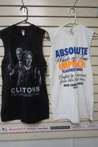 lot 125 image: 2 Small Tank Tops ,Vodka and ClintonHillary