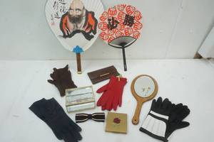 lot 8 image: Health & Beauty Hand Mirror, Vintage Gloves (Small), trinket jewelry box, Mens care kit
