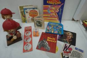 lot 10 image: Vintage Kids Books, Handmade Twins Dolls (paper mache), and more