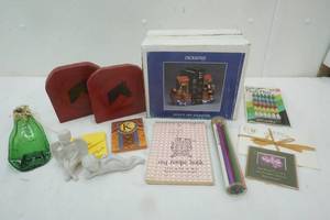 lot 13 image: Vintage bookends, recipe cards, angels made in Philippines