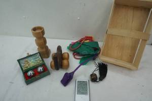 lot 30 image: Chinese items, wood massager and stretching accessories