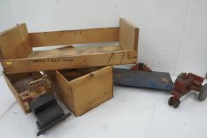lot 34 image: Wood Crate and Wood Toys