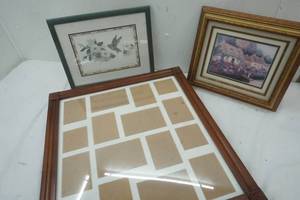 lot 41 image: Hummingbird Picture, Cottage Picture, Wood Picture Framed jewelry Box aprox 22x22