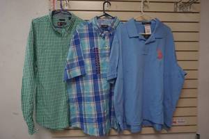 lot 83 image: New XXL Shirts with Tags, Long Sleeve Champs Button Up, Short Sleeve Button Champs Shirt and a Polo