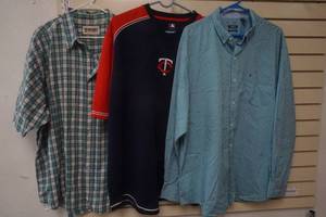 lot 85 image: 3XL Twins Shirt, 2XL long Sleeve button up and 3XL Short Sleeve Button Up