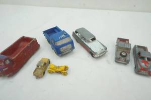 lot 251 image: Variety of Vintage metal toy carstrucks and Blue Plastic truck
