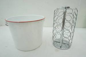 lot 260 image: Enamel Pail and Keurig holder