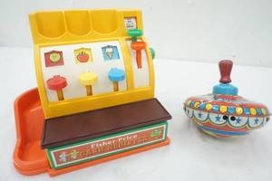 lot 316 image: Vintage Fisher Price Cash Register and Tin Spin Top