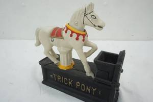 lot 329 image: Cast Iron Tricky Pony Coin Bank