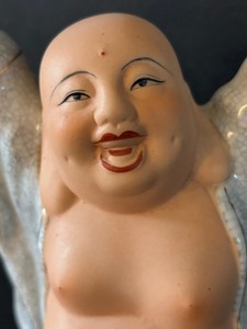 lot 40 image: Happy Buddha Bisque Porcelain Crackle Glazed Figurine