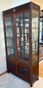 lot 8 image: Beautiful Chinese Rosewood Display Cabinet with Dragon Figurines