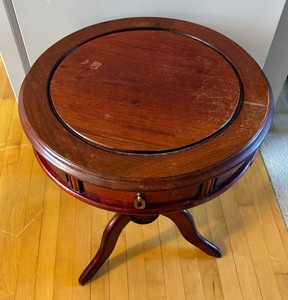lot 33A image: Vintage Pedestal Drum Table