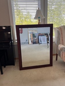 lot 136 image: Large Dark Wood Framed WallMirror