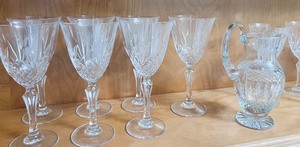 lot 137 image: Vintage Lot of Crystal Glasses and Pitcher