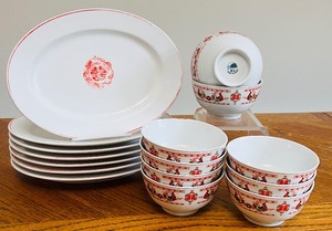 lot 121 image: Restaurant Style 7 Oval Plates and 9 Rice Bowls by Tatung