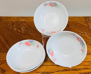 lot 123 image: Four Vintage White Bowls with Floral Design