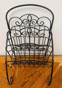 lot 104 image: Vintage Wrought Iron Three Tier Magazine Rack