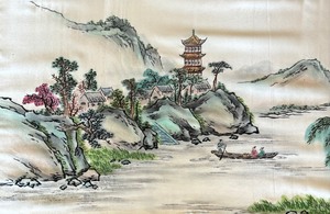 lot 173 image: Beautiful Framed Chinese Silk Tapestry
