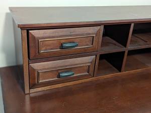 lot 28 image: Wood Writing Desk with Hutch