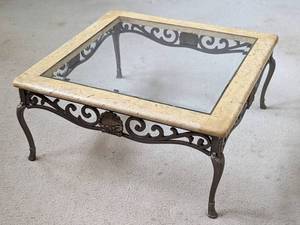 lot 91 image: Glass Topped Coffee Table