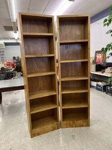 2 Solid Wood Adjustable Shelf Bookcases