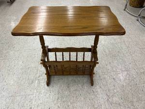 Wood Side Table Magazine Rack
