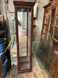 Lighted Curio with Mirror & Glass Shelves