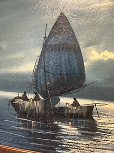 lot 39 image: Framed Sailboat Painting (Signed)