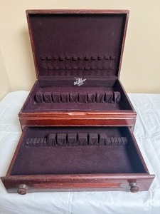 lot 55 image: Three Vintage Flatware Storage Boxes