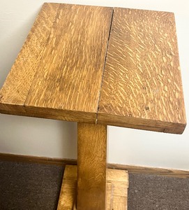 lot 56 image: Vintage Arts and Crafts Style Wooden Pedestal Plant Stand