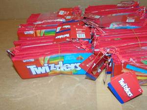65 Pack Lot Twizzlers Makeup Bag Vinyl Zipper Rectangle Pencil Case Make-Up Holder