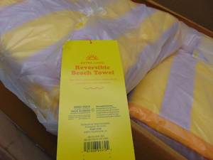 16 Pack - Sun Squad Reversible 3 x 6 Purple Yellow White & Orange Extra Long Beach Towel
