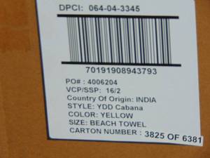 16 Pack - Sun Squad Reversible 3 x 6 Purple Yellow White & Orange Extra Long Beach Towel