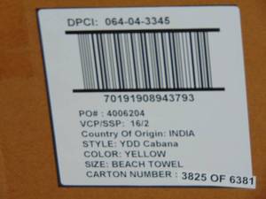 16 Pack - Sun Squad Reversible 3 x 6 Purple Yellow White & Orange Extra Long Beach Towel