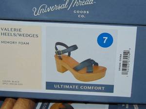 6 Pack - Womens Valerie Platform Heels  Wedges - Memory Foam - Black - Size 7