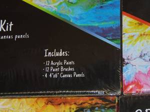 Acrylic Paint Set for Adults and Kids - 12 Pack of 12mL Paints with  12 Art Brushes 4 Canvas Panels