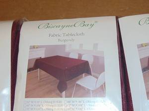 3 Pack Biscaynebay Textured Fabric Tablecloths 70 X 108 Inches Rectangular, Burgundy Water Resistant Spill Proof