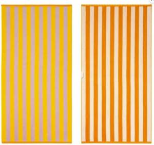 16 Pack - Sun Squad Reversible 3 x 6 Purple Yellow White & Orange Extra Long Beach Towel