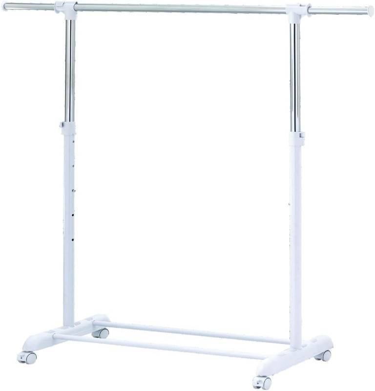lot 55 image: 3 Pack Lot Deluxe Adjustable Garment Rack - Rolling Clothes Organizer - White and Chrome