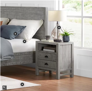 lot 98 image: Driftwood Gray 2 Drawer Wood Nightstand
